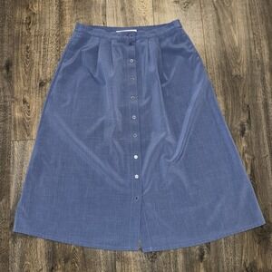 Appleseeds Women's Blue Button Front Midi Skirt L (34"waist)Academia Cottagecore